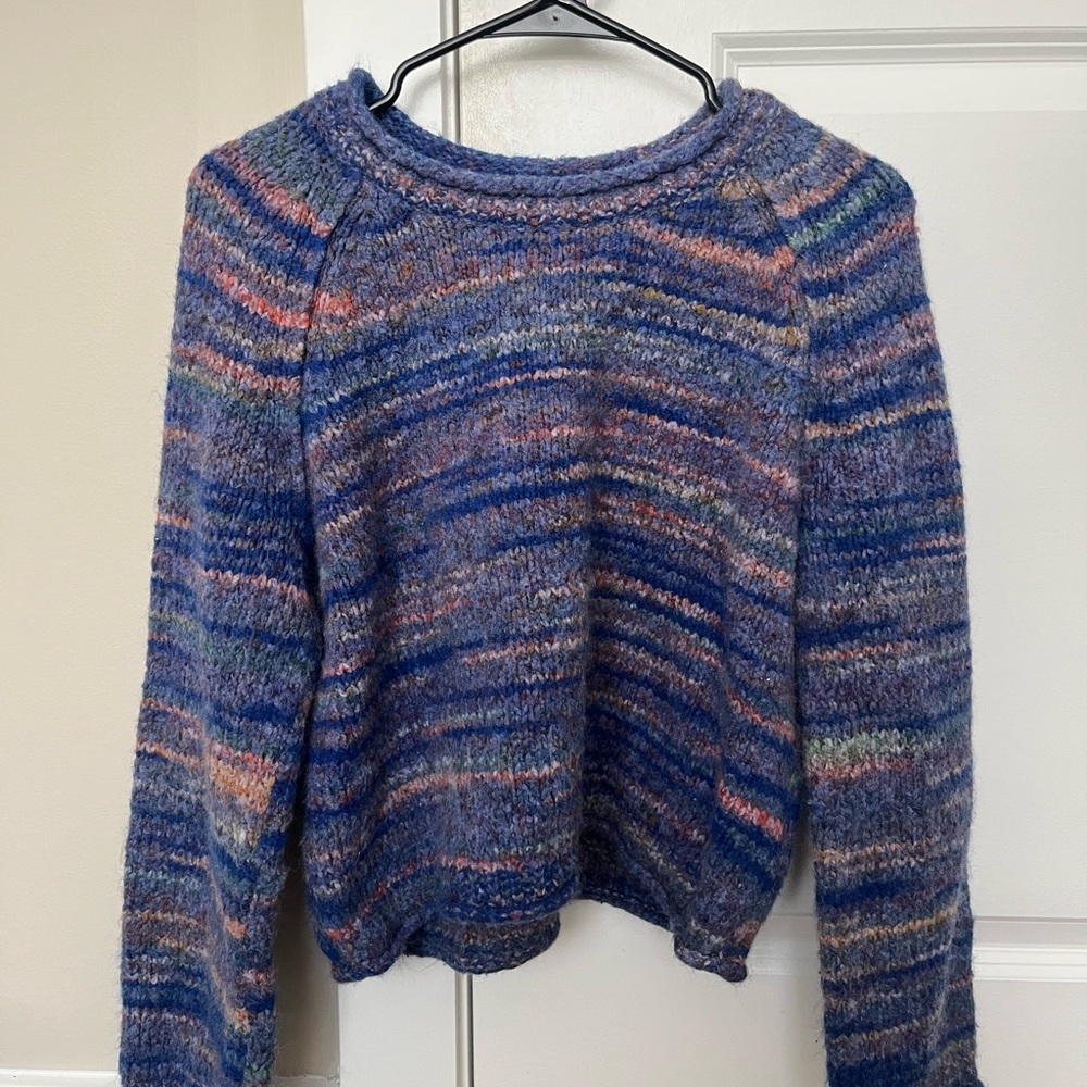 Madewell Blue and Pink Crew Neck Sweater